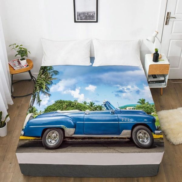 

car elastic fitted sheet bed with an band 150x200/180/200/160x200 mattress cover 1pc sky blue sheets & sets