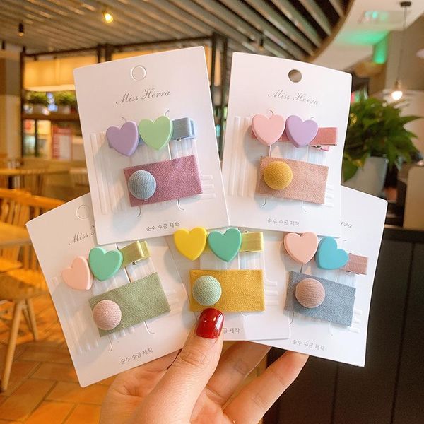 

hair accessories girl sweet heart sugar ball color clip fabric geometric square bb baby headdress for children fashion, Slivery;white