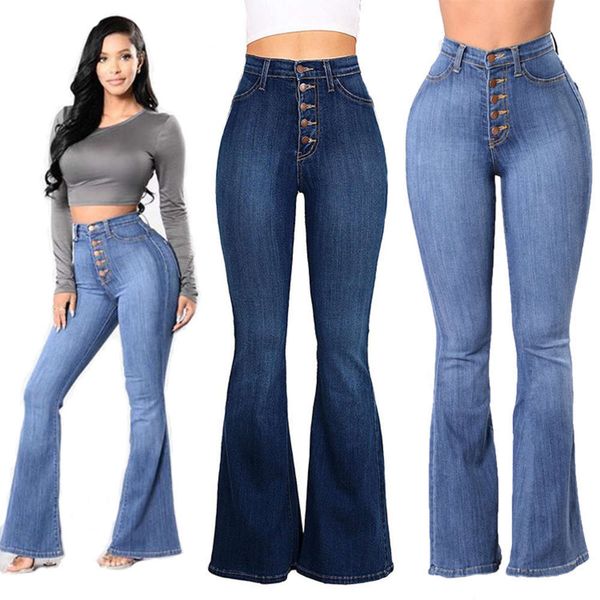 

high waist nail buckle wide leg, Blue