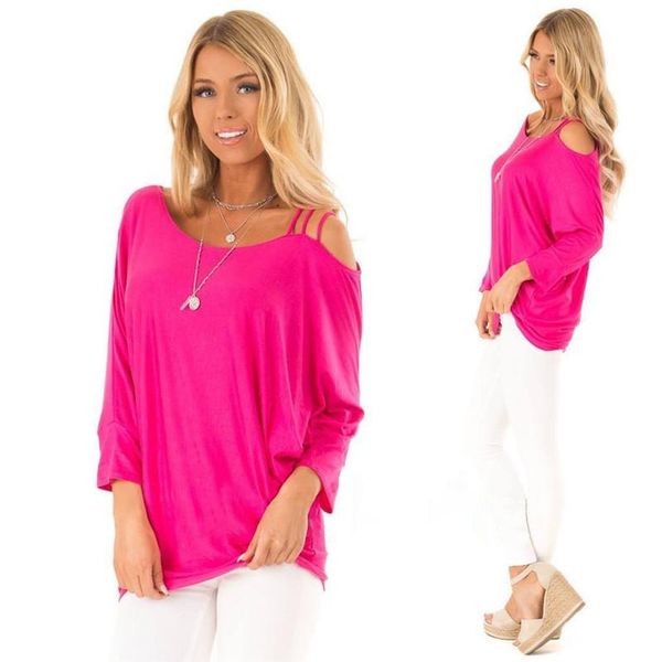 

maternity & tees summer women casual long sleeve t-shirt female solid color slim pink black tshirts ladies off shoulder lady, White