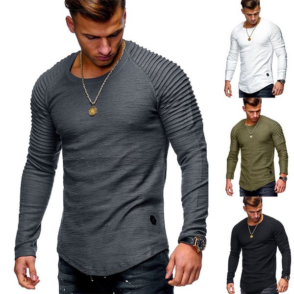

fashion t-shirt slim round neck long sleeve men's arm zipper personalized casual, White;black
