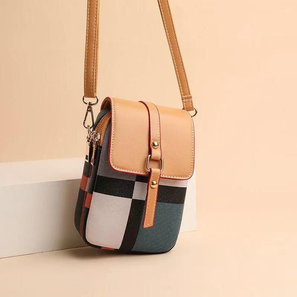 Mini Mini Telefone Móvel Crossbody Bag Coreano Estilo De Moda Ombro Trendy Selvagem Lattice Moeda Bolsa Bolsa