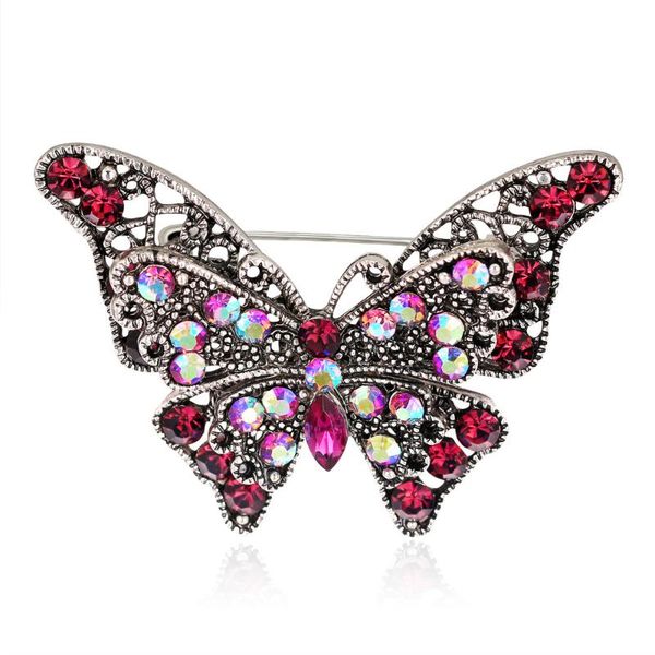 

pins, brooches hoseng crystal rhinestone butterfly brooch 2 colors available vintage fashion women wedding jewelry pin hs_389, Gray