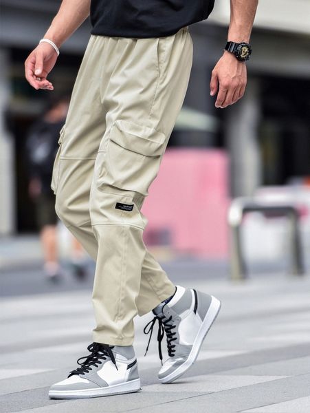 

men letter patched cargo pants z04q#, Black