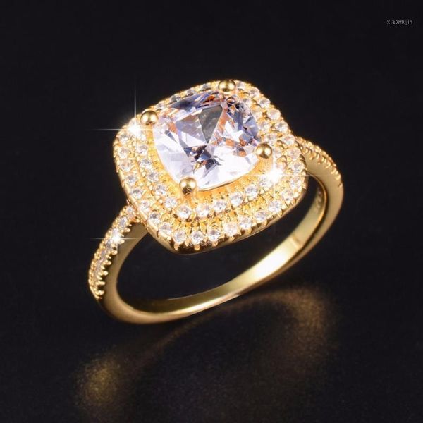 Anelli a cluster Brand Real Solid 925 Argento 14K Placcato oro gioielli da sposa per le donne 3CT diamante simulato anello di fidanzamento Dimensioni 5-10