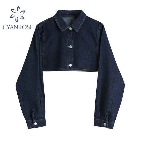 

streetwear denim jacket women fashion casual loose long sleeve short outwear new harajuku y2k e-girl aesthetic buttons coat 210417, Black;brown