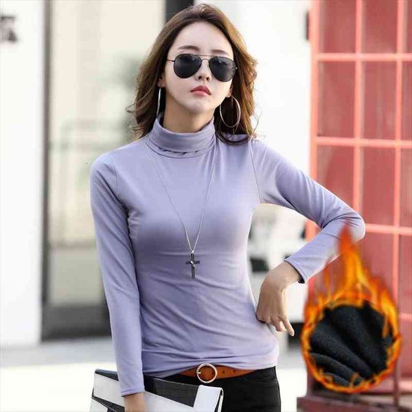 

zity autumn sweater solid color long sleeve turtleneck sweater women pullover padded velvet warm plus si, White;black