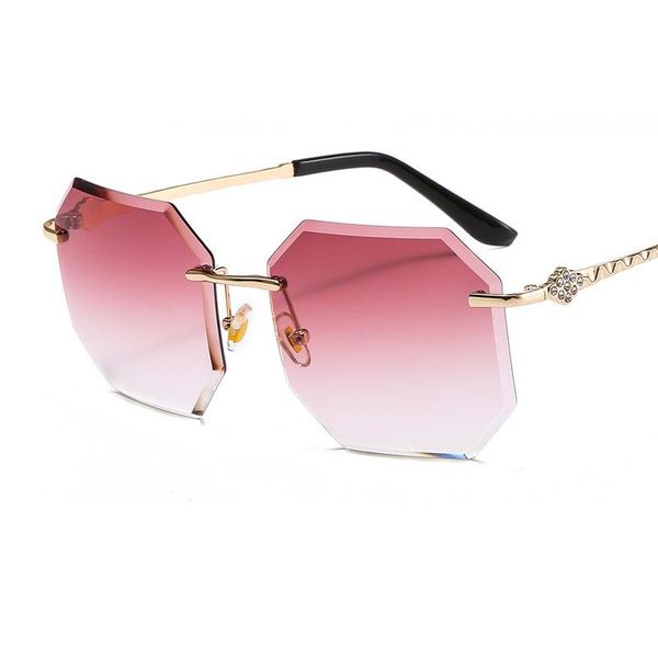 

gradient frameless polygonal sunglasses ladies retro square brand designer brown lentes, White;black