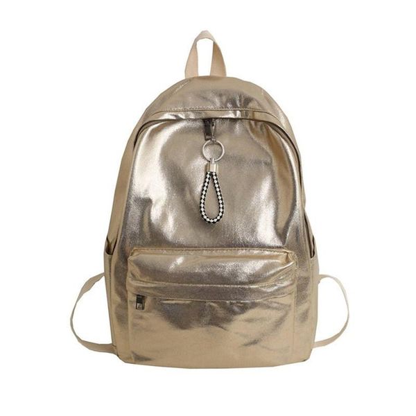 

backpack golden solid silver school bag for girls or boys college style large capacity leisure travel women package