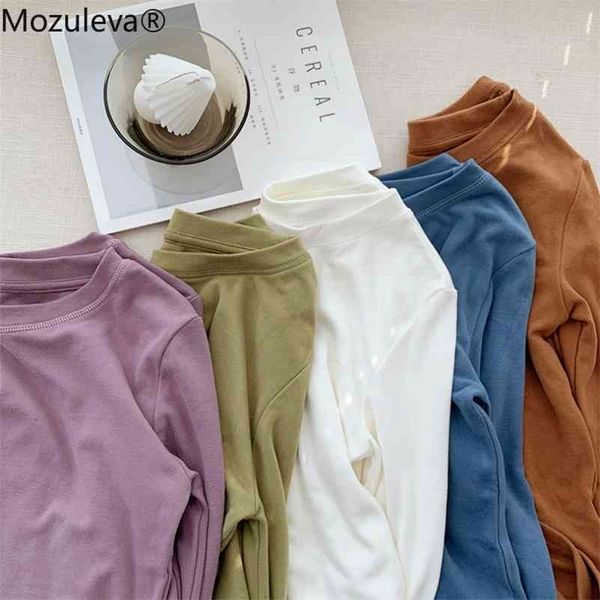 

casual o-neck solid women t-shirt spring long sleeve loose female basic shirt ladies tees plus size 210416, White