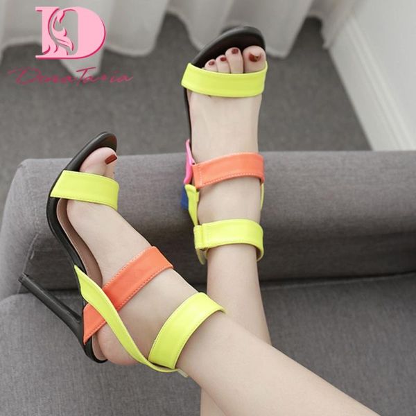 

dora tasia 2021 women pumps thin heels peep toe mixed colors summer party woman sandals, Black