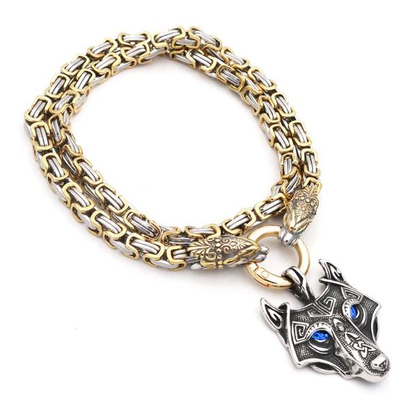 

chokers european and american wolf head pendant women's necklace, Golden;silver