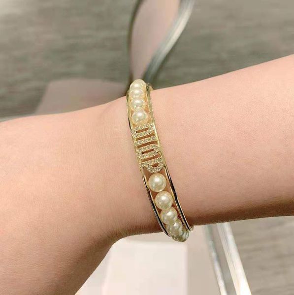 

design jewelry new letter pearl bracelet, Black