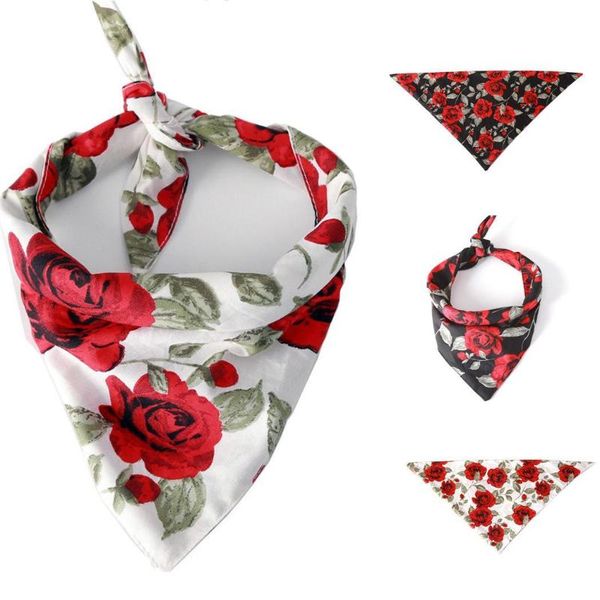 

dog apparel triangle towel for cats and dogs rose cotton casual 25-48 saliva black/white pet supply