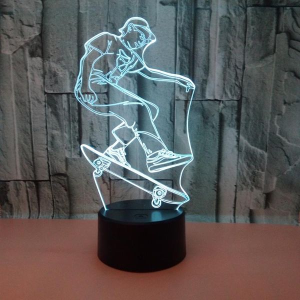 

skateboard-shaped 3d sliding cover multi-color led table-style night light with smart touch button party decoration