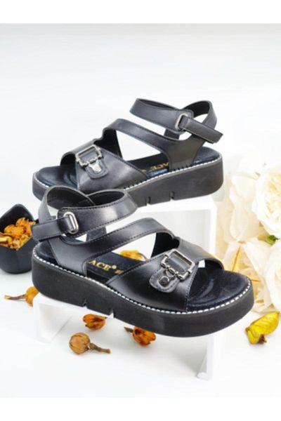 

sandals women's black thick bottom
