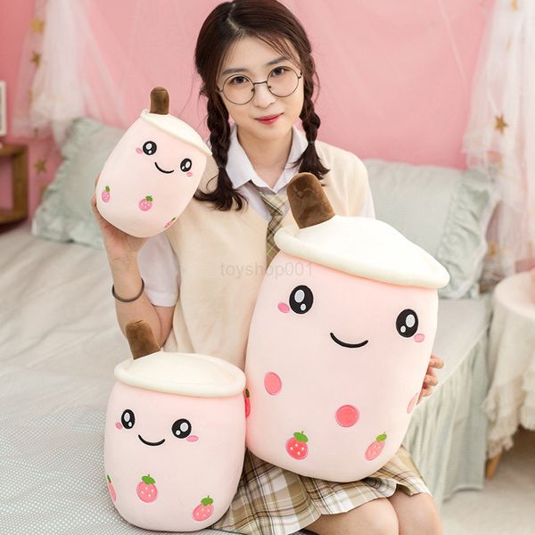 

2022 toyshop dhl 25cm 35cm 50cm plush toys cute fruit drink stuffed soft pink strawberry milk boba cup toy bubble tea pillow cushion kids gi