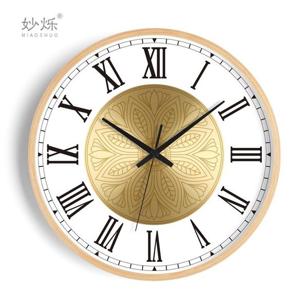 

wall clocks modern design american creative clock wood living room bedroom luxury home decor silent digital watch