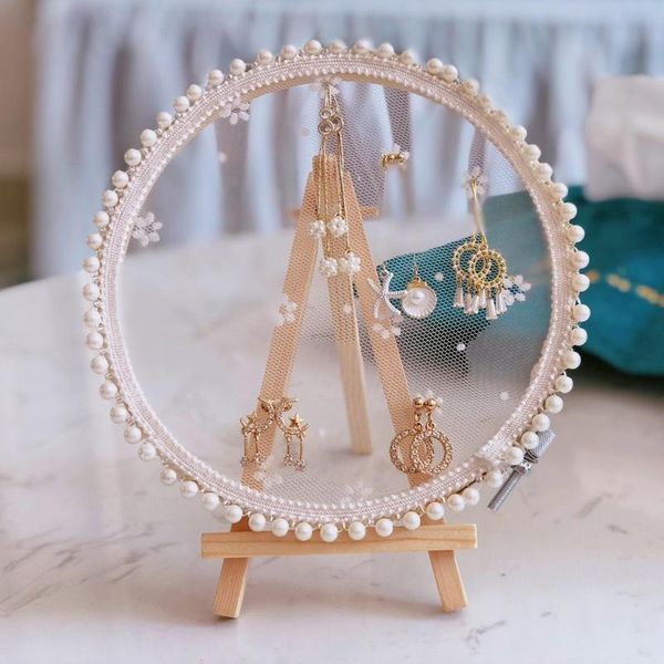 

creative lace jewelry storage rack earring insert display stand lady bathroom vanity organizer girl gift boxes & bins