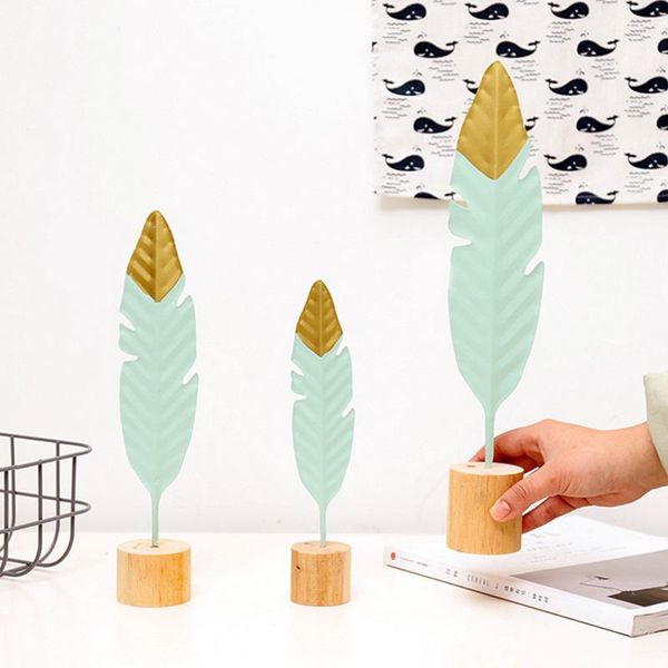 

decorative objects & figurines nordic modern ornaments metal wooden craft feather modeling pen sculpture living room miniature home decorati