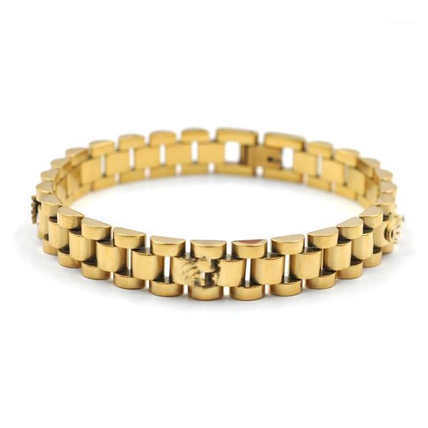 

men bracelet crown golden stainless steel watch chain speedometer bangles female engagement jewelry gift1, Black