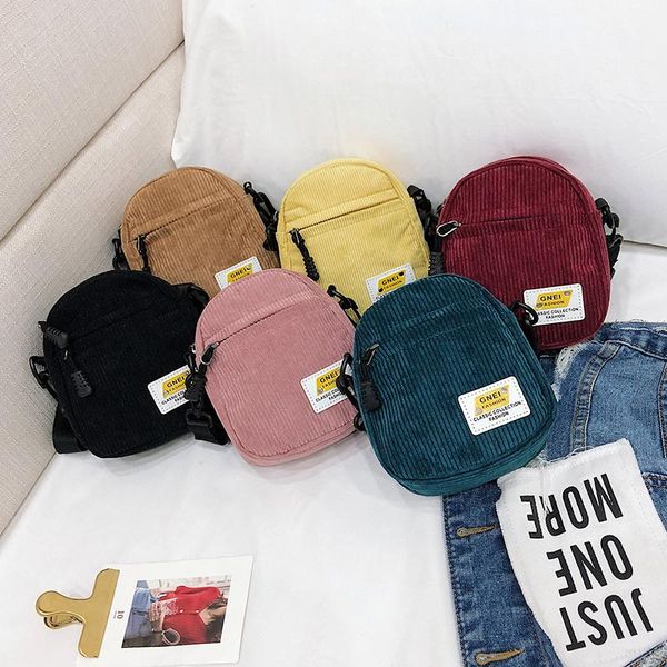 

evening bags women mini corduroy shoulder bag female small canvas cross body ladies zipper cloth purse shell mobile phone tote