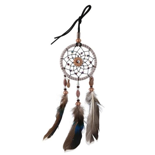 

mini dream catcher for car beaded natural feathers and handmade decorative objects & figurines