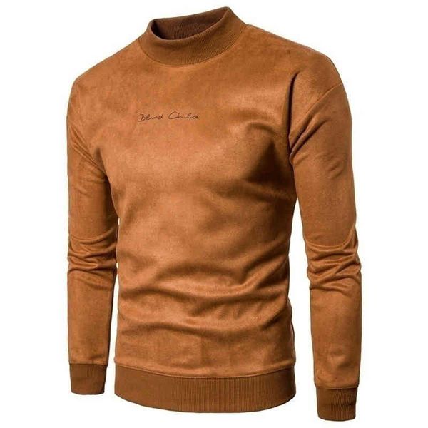

men's winter warm pullover pure color fashion plus veet sweater, Black