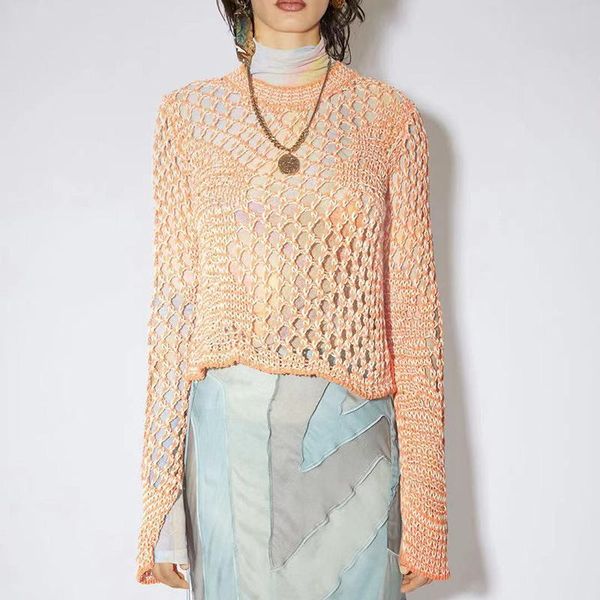 

women's jackets women jacket 2021 summer irregular fishnet loose and thin hollow knit sweater woven blouse top, Black;brown