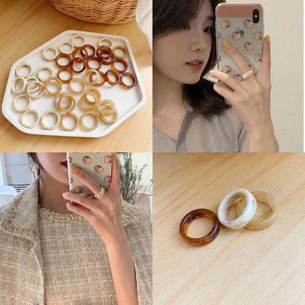 

ring net red anna han amber simple acrylic minority design mixed color ring, Silver