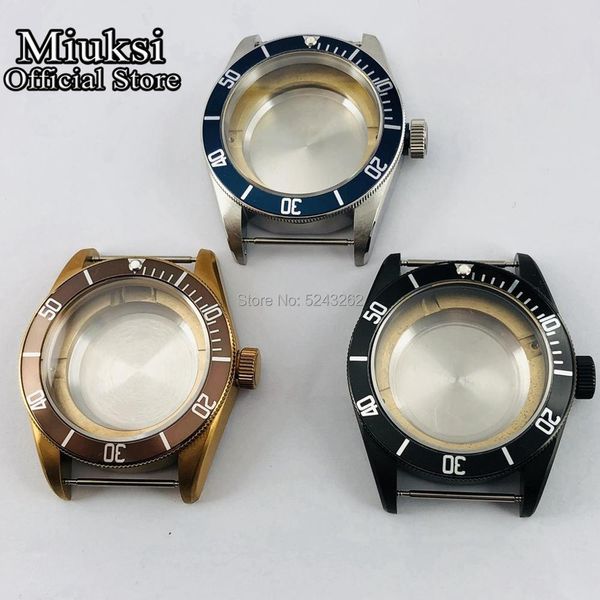 41 mm großes Herrenuhrengehäuse aus Silber/Schwarz/Bronze/Saphirglas, passend für Miyota 8215 8210 821A, ETA 2836, Mingzhu DG2813/3804 Uhrwerk