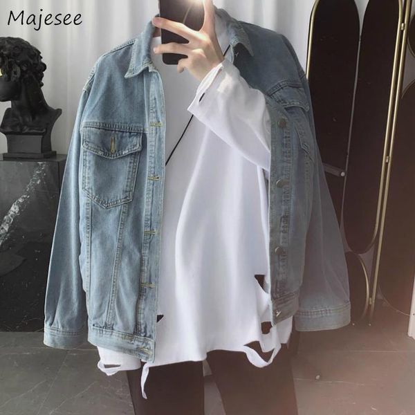 

men's jackets denim men loose hip-hop large size s-3xl oversize korean style all-match casual chic streetwear harajuku vintage simple, Black;brown