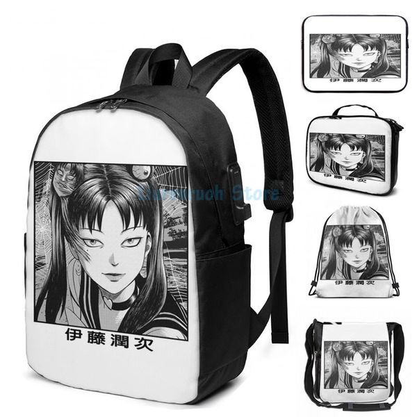 

funny graphic print tomie junji ito(6) usb charge backpack men school bags women bag travel laptop