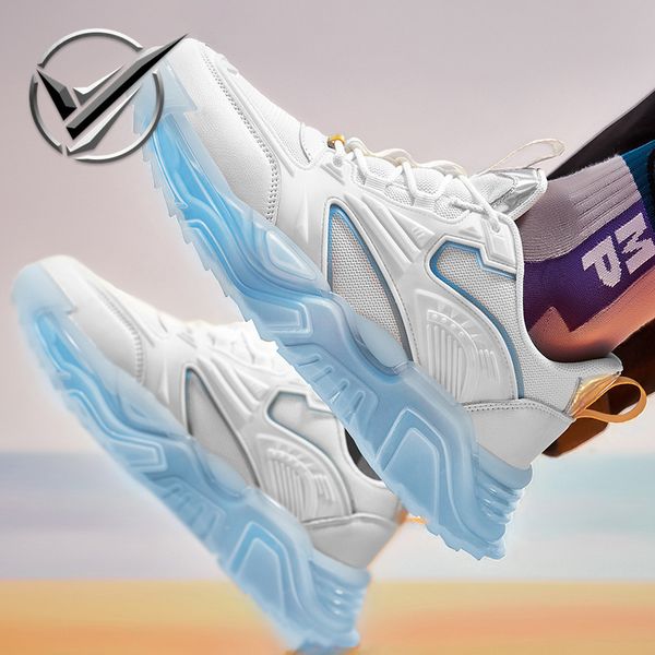 

smile to welcome the national trend men's 2021 autumn and winter new mecha daddy thick soled elevated casual shoes running, Black