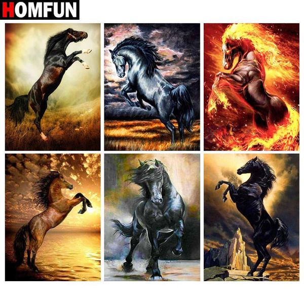 

diamond painting homfun diy "animal horse" full drill square round embroidery 5d cross stitch decoration home