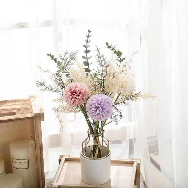 

decorative flowers & wreaths white artificial dandelion big bouquet autum decor plastic room arrange silk hybrid fake wedding living for hom