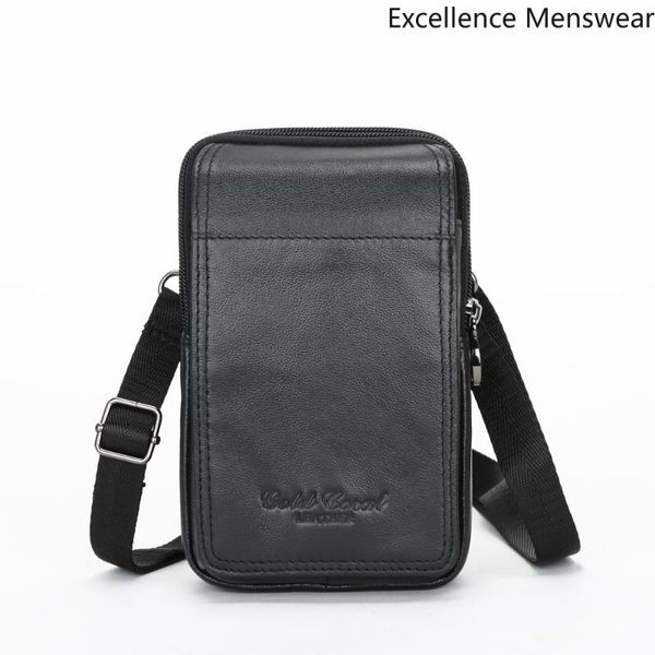 

shoulder bags men vintage handbags waist pack genuine leather casual wear belt pocket small mobile phone men's bag 2021 qq