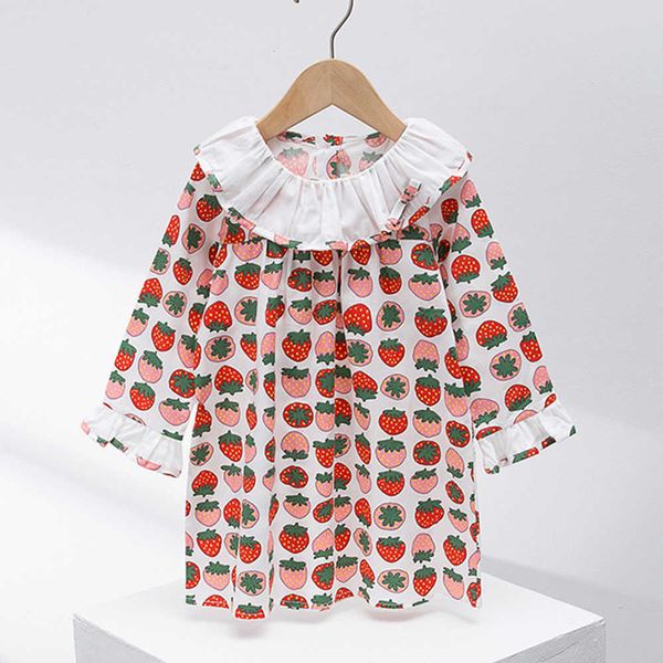 Nuovo arrivo autunno bambina abito manica lunga cotone volant stile Lolita principessa compleanno bambini boutique vestiti Q0716