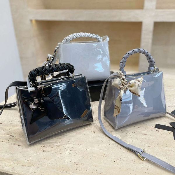 

21ss women handbags letter printing transparent woven handbag designers mini crossbody bags 3 colors ship with ribbon