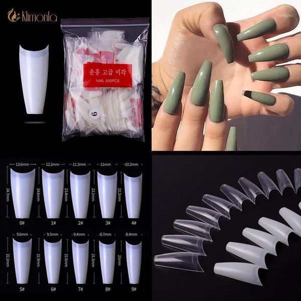 

500pcs/bag false french ballerina natural/transparent coffin half cover fake nails manicure for extension&protection1, Red;gold