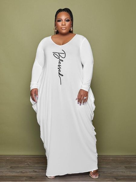 

plus size dresses 2021 autumn winter dress womens fashion casual 5xl solid color v neck long sleeve ladies, Black