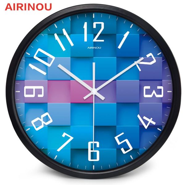 

wall clocks airinou 3d diamond lattice design, glass&metal clock, conference room library science and technology hall decorate