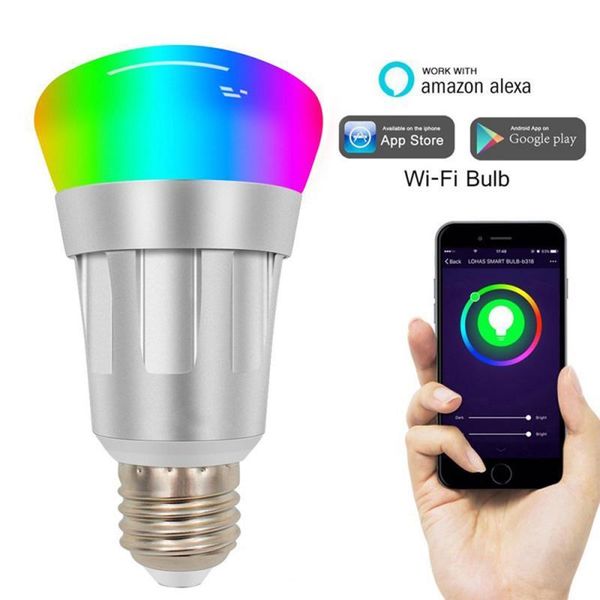 

bulbs wireless wifi smart light bulb dimmable color connection alexa and google home voice control e27 e26 e14 b22