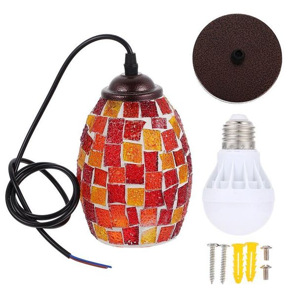 

1pc mediterranean style mosaic creative retro pendant lamp hanging chandelier lamps
