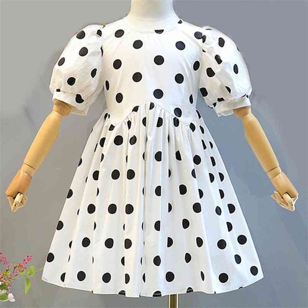 

dress summer es for girls kids clothing polka dot puff seeve children's 210528, Red;yellow