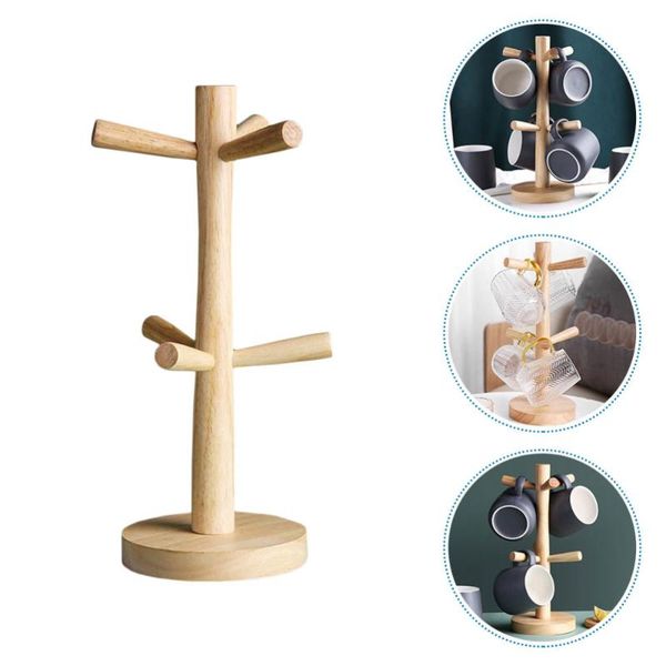 

hangers & racks 1pc household cup draining rack wood storage stand display (wood)