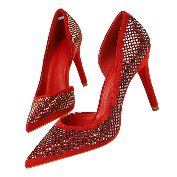 

women 9.5cm high heels glitter sequins sparkly office pumps lady elegant female wedding bridal scarpins rivets green shoes sandals, Black