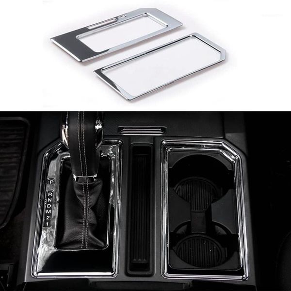 

silver car gear shift box panel cover trim water cup holder for f150 2021-20211