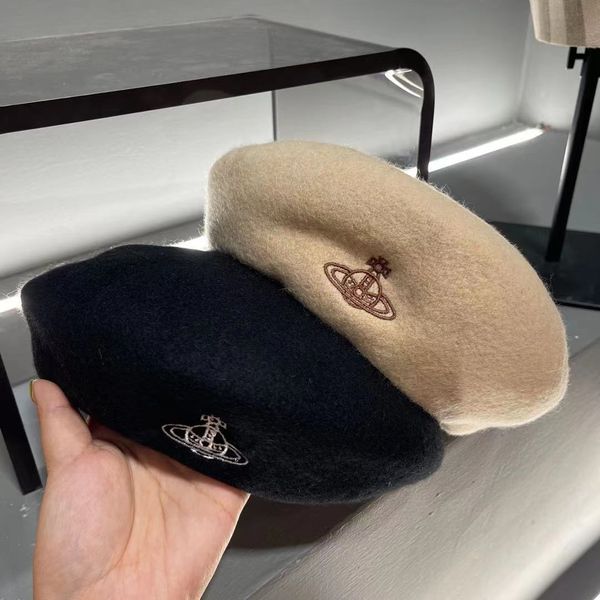 

fashion designer woolen beret with embroidered pattern warm hats for man and women, Blue;gray