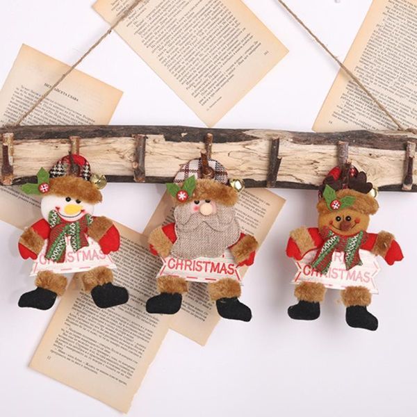 

christmas decorations plush doll ornaments with gold bell and wood sign decorative hanging for holiday xmas tree decor kid gifts1